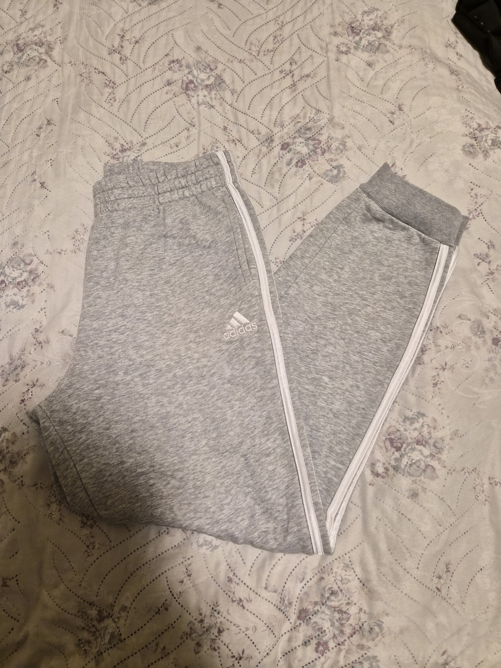 Adidas Grey Essentials 3-Stripe Joggers